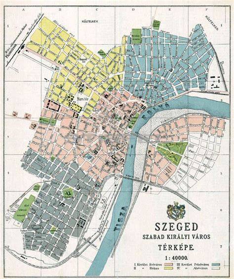 Szeged belvárosának historikus térképe a Palánk környékéről