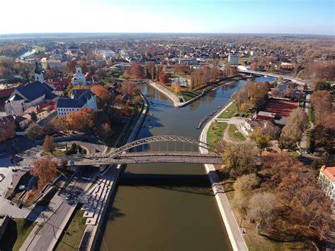 Győr belváros, Mosoni-Duna part - látkép
