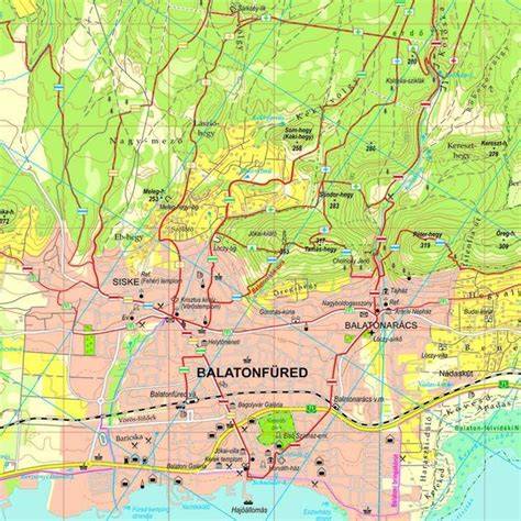 Balatonfüred-térkép a pihenő- és ingatlanövezetekkel