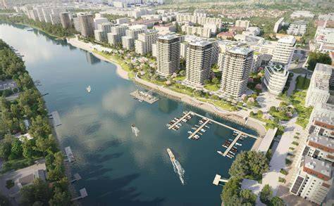 Marina City látványterv: központi sétány és szökőkutak