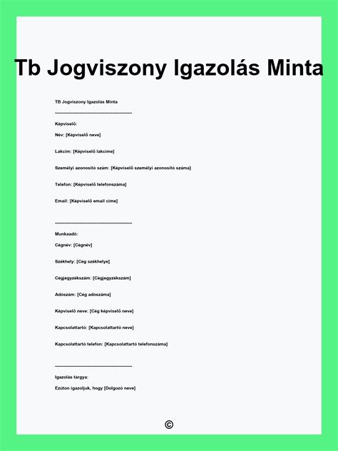 TB jogviszony bemutatásának sémája