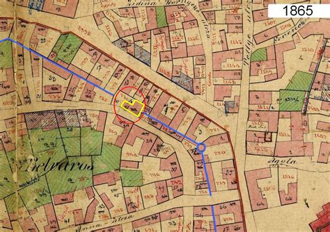 Részlet az 1857-es kataszteri térképről, malom jelölésekkel