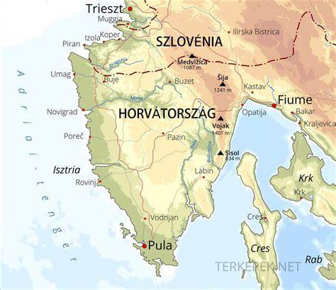 Infografika: Sveti Juraj és környéke térképe, tengerparti elhelyezkedés