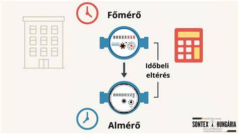 Infografika: társasházi közüzemi fogyasztás elemei (lakások, közös helyiségek, főmérő, almérők)