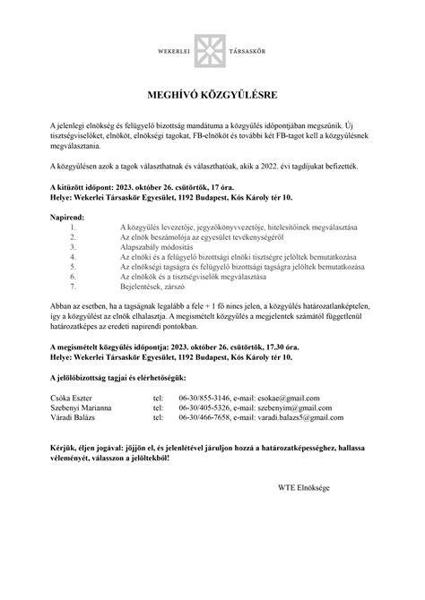 minta meghívó a közgyűlésre