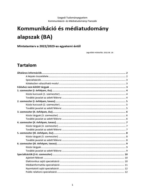 Tanárképzés tanterv struktúra