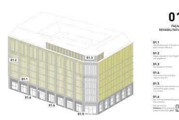 Részlet az irodaház belső udvaráról