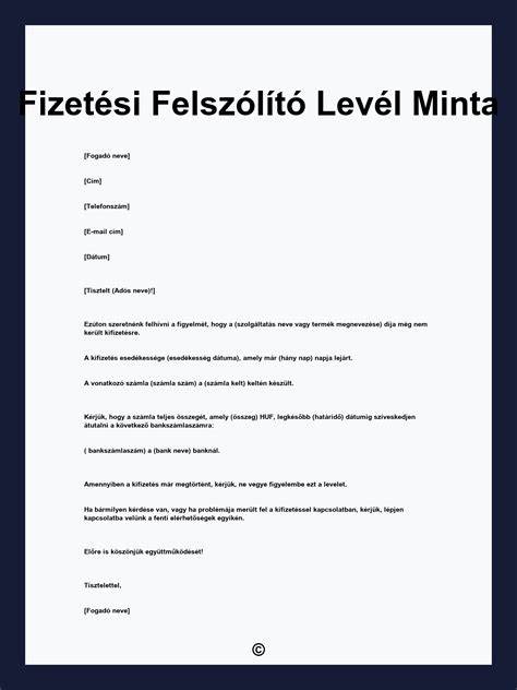 fizetési felszólítás levél