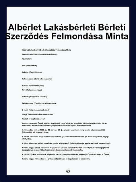 Albérlet szerződés minta