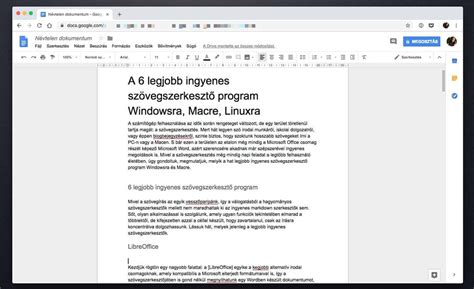 Szövegszerkesztő program felület