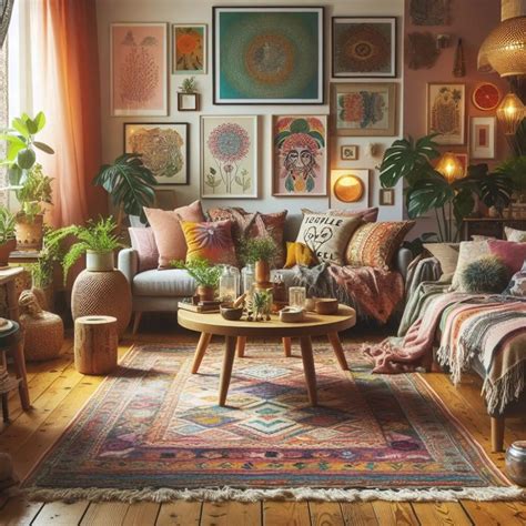 vidám, színes kutyafekhely bohém stílusú lakásban