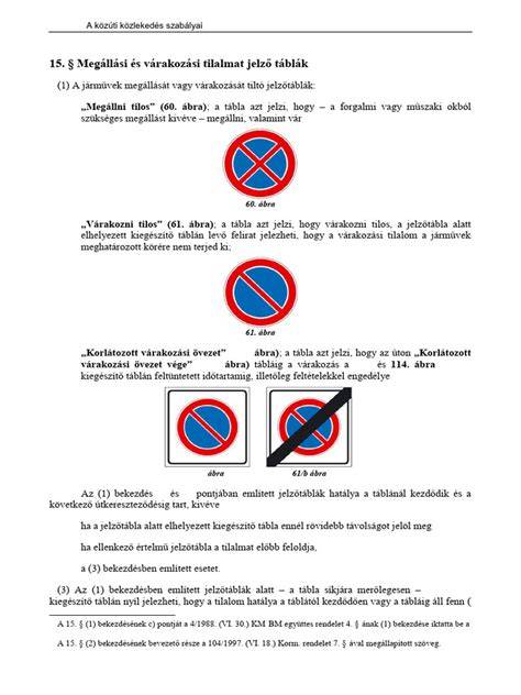 A megállási és várakozási tilalmak tábláinak és felületeknek bemutatása