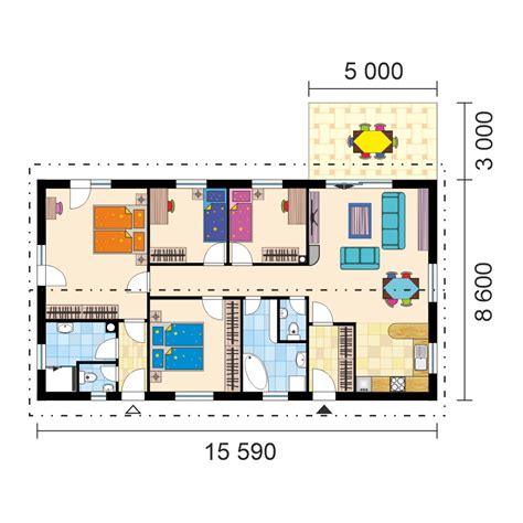 Négy hálószobás ház alaprajza