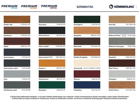 Színes műanyag ablakok RAL színskála