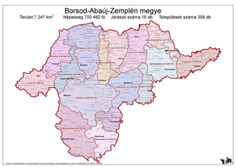 Térkép Borsod-Abaúj-Zemplén megyéről