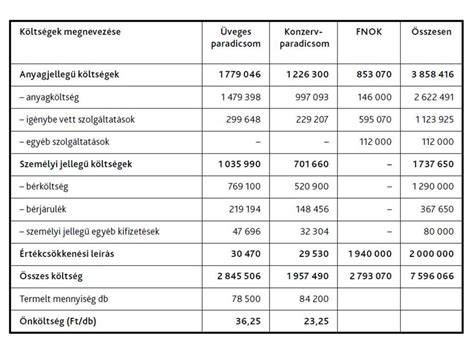 Táblázat: Csekken fizetett összeg és költségek számítása