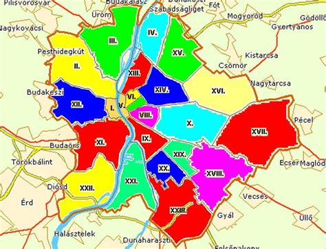 Map: Budapest kerületek és kiemelt fejlesztési zónák