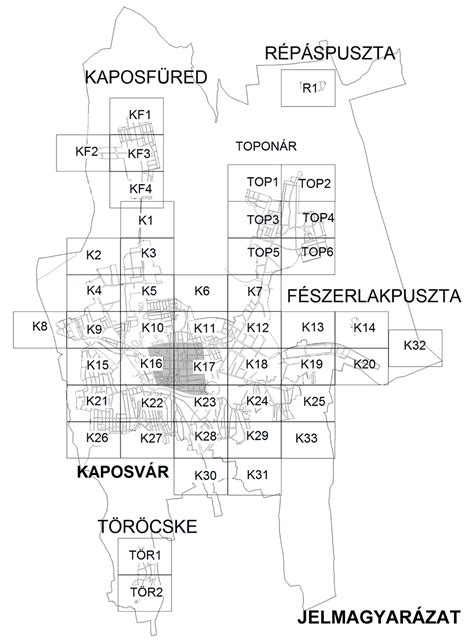Pápa város belterületi szabályozási terve (részlet)