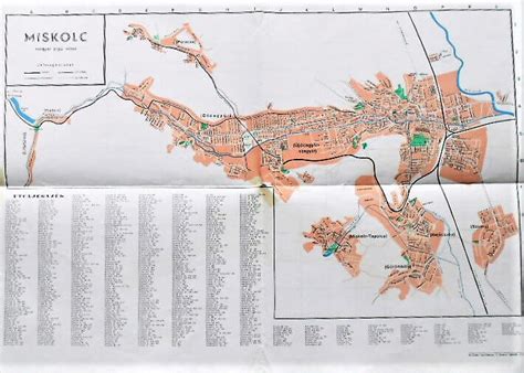 Térkép Miskolc központjáról a fontosabb intézményekkel
